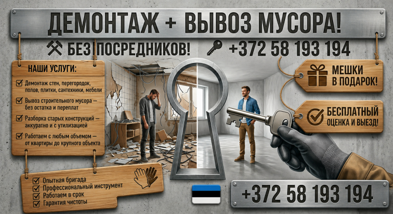 Демонтажные работы любой сложности, подготовим помещения к ремонту!